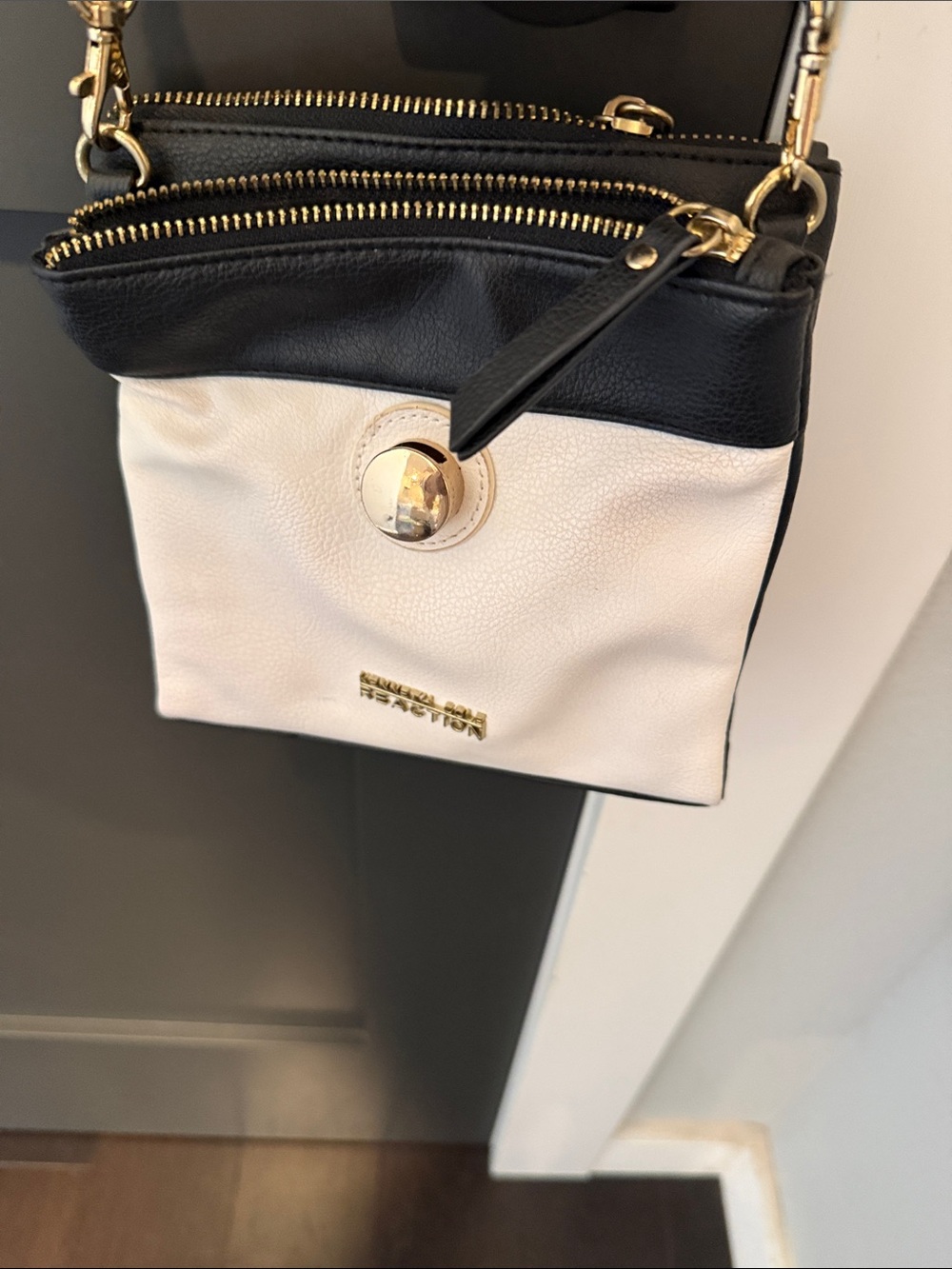 Kenneth Cole Reaction Black and Cream Two-Tone Crossbody